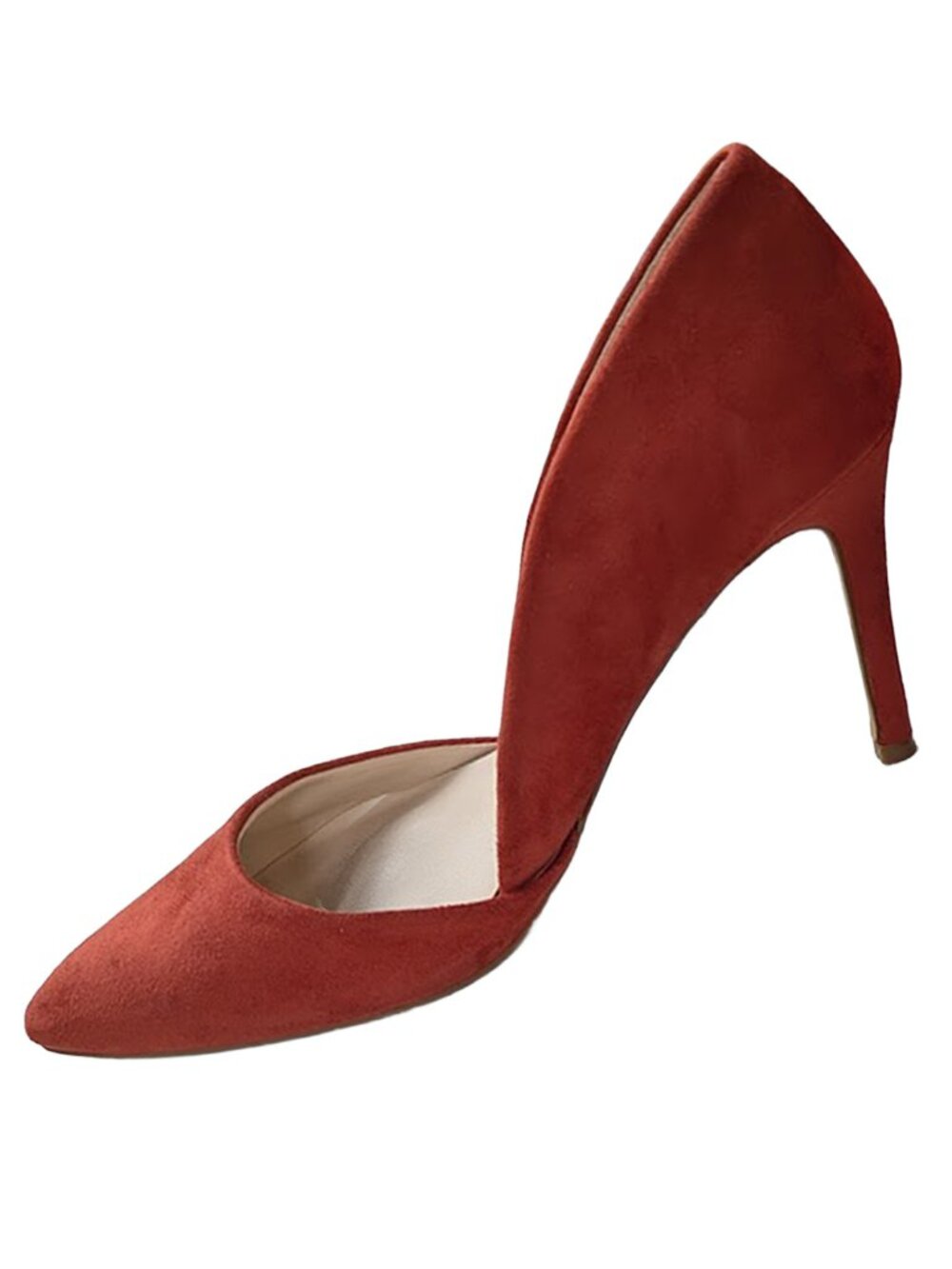 Halston Heritage red-orange vegan suede heels